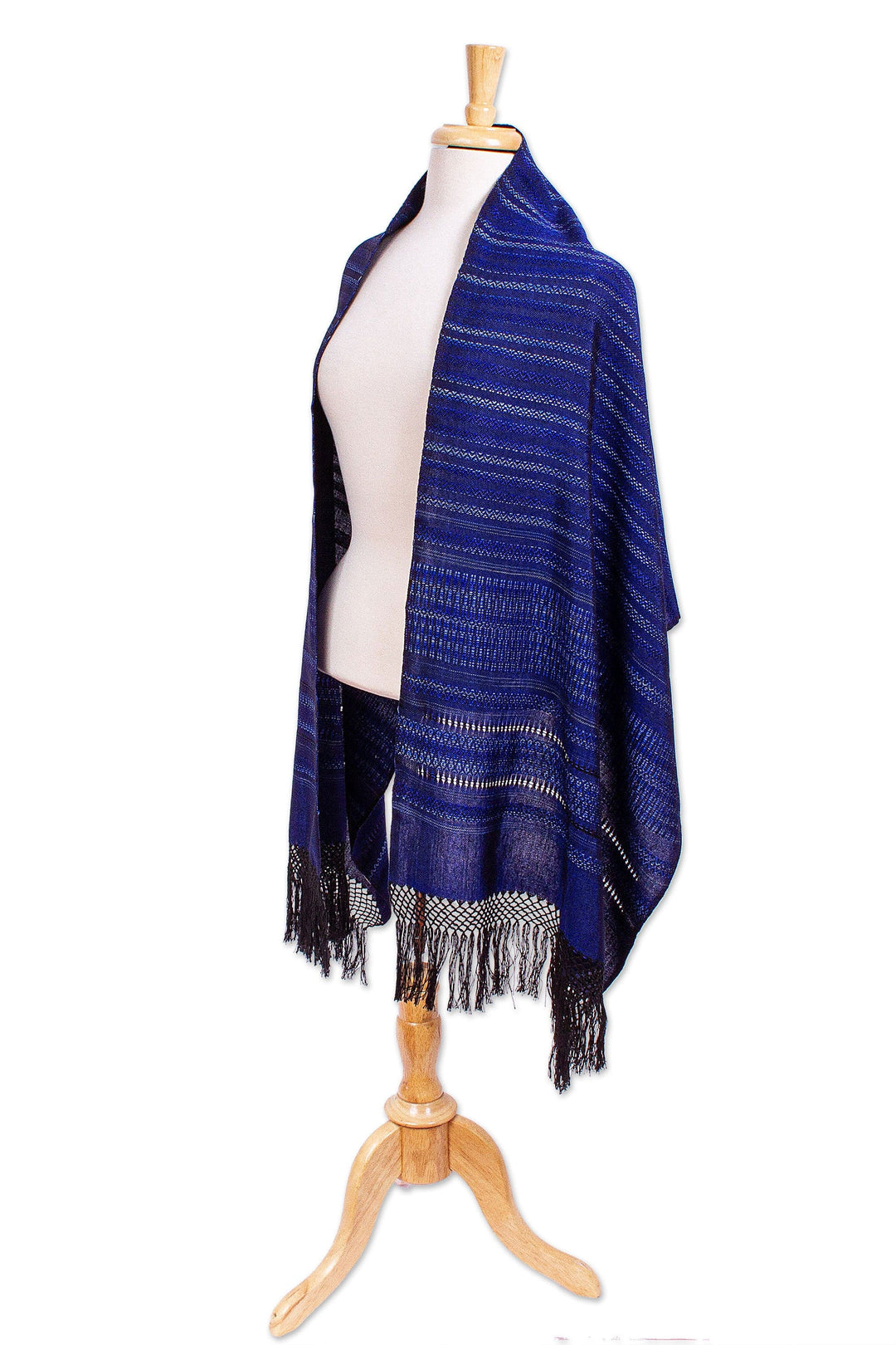 Blue Cotton Blend Shawl - Midnight Sky