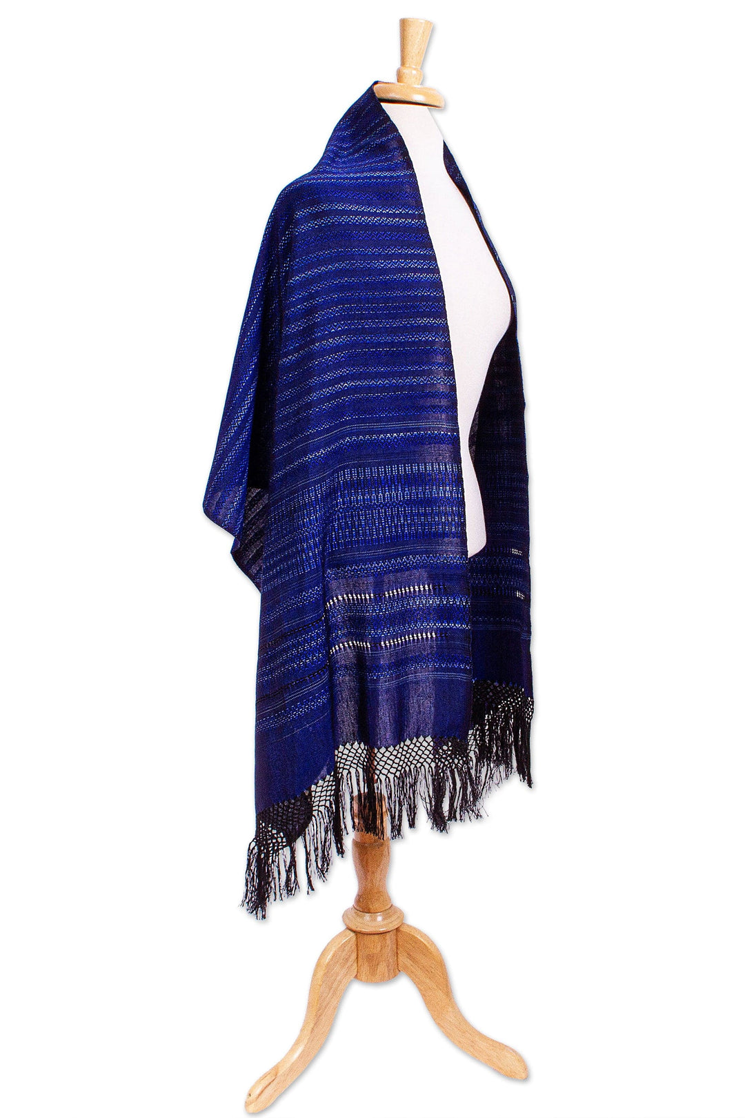 Blue Cotton Blend Shawl - Midnight Sky