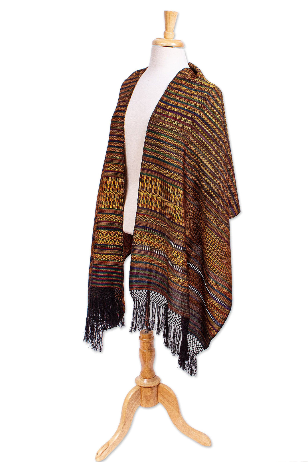 Handloomed Cotton-Blend Shawl - Borders