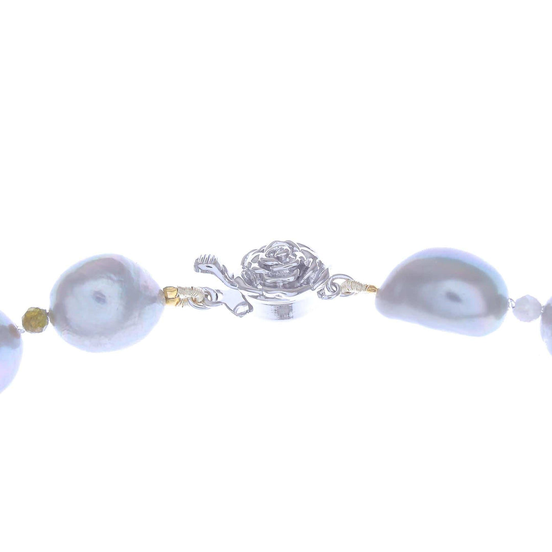 Cultured Freshwater Pearl and Tourmaline Beaded Necklace - Sea Journey in Rainbow