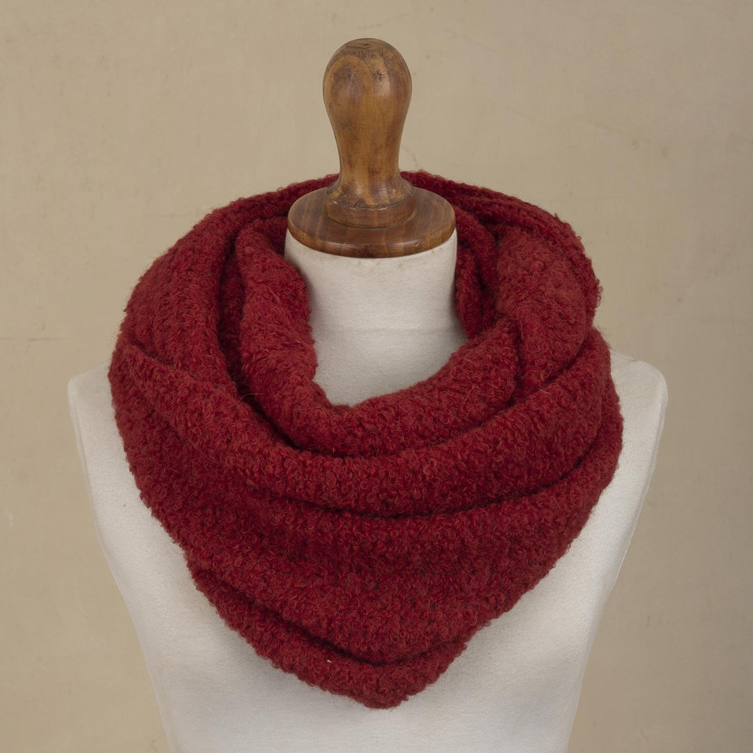 Baby Alpaca Blend Neck Warmer in Crimson Red from Peru - Lima Red
