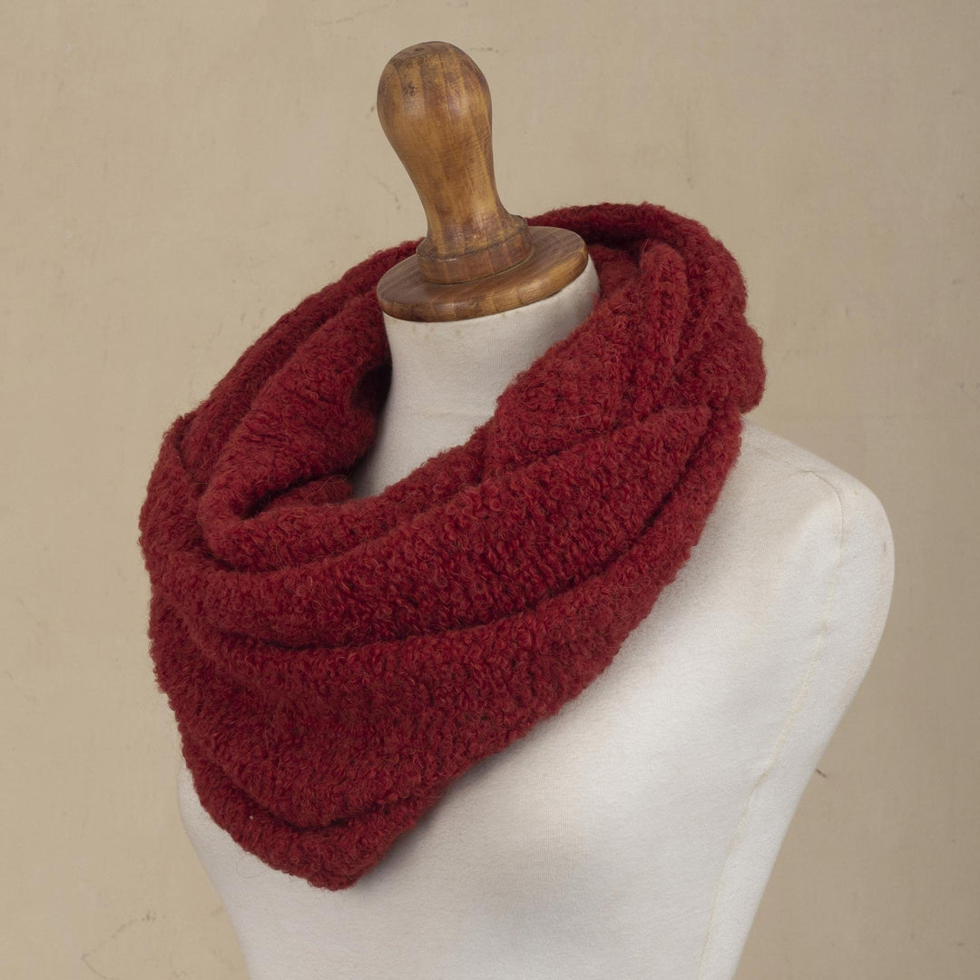 Baby Alpaca Blend Neck Warmer in Crimson Red from Peru - Lima Red