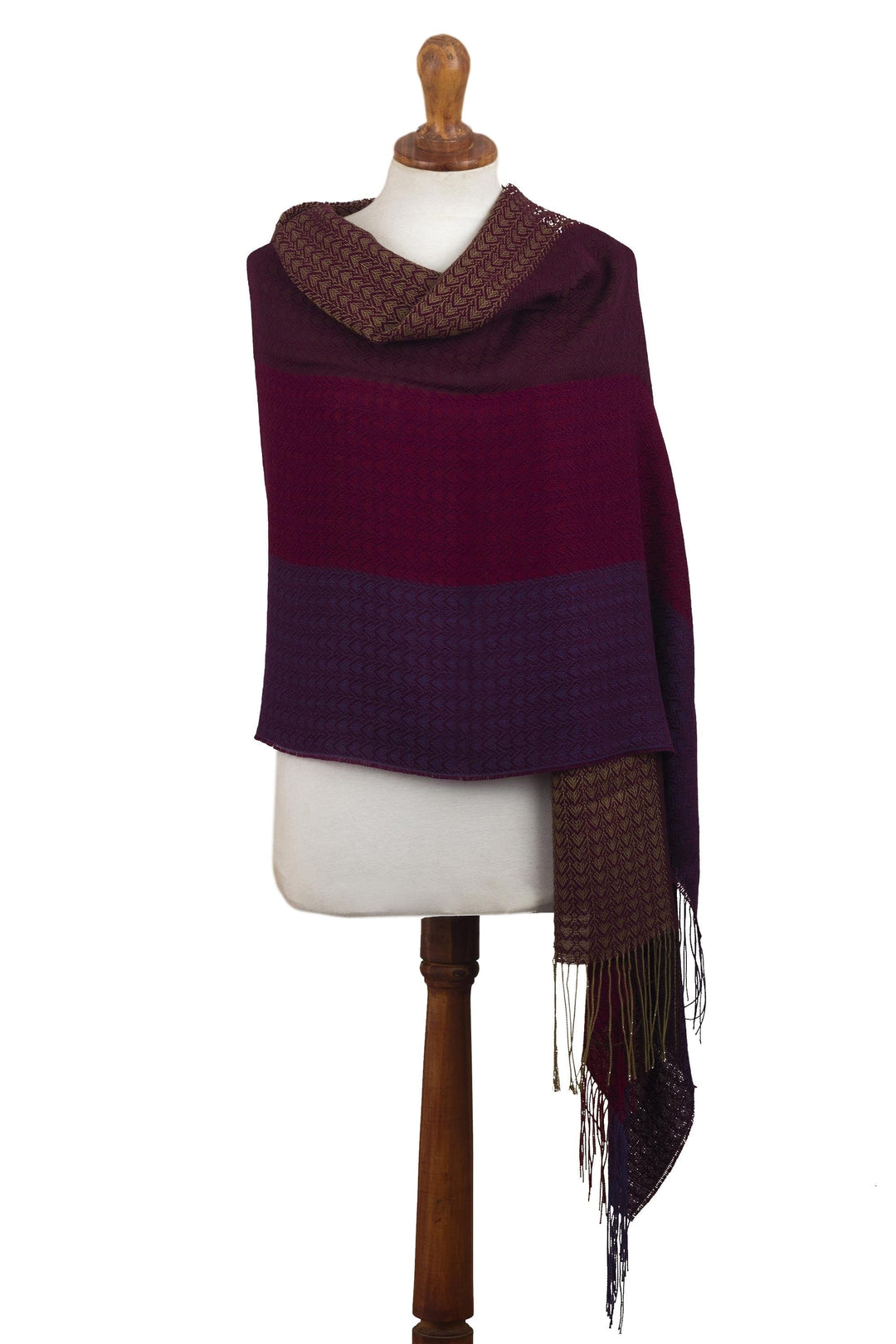 Baby Alpaca Blend Jacquard Shawl from Peru - Andean Jewel