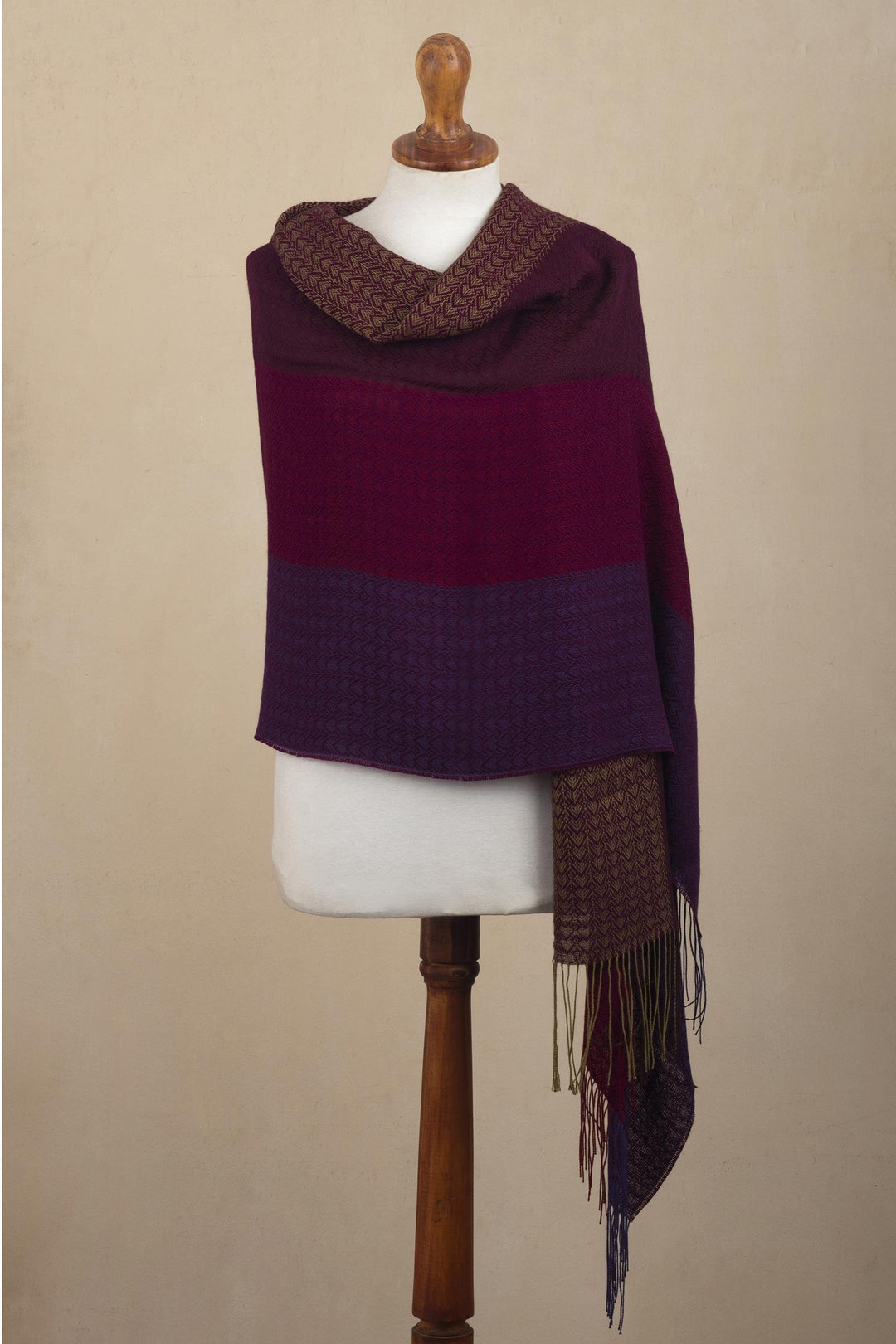 Baby Alpaca Blend Jacquard Shawl from Peru - Andean Jewel