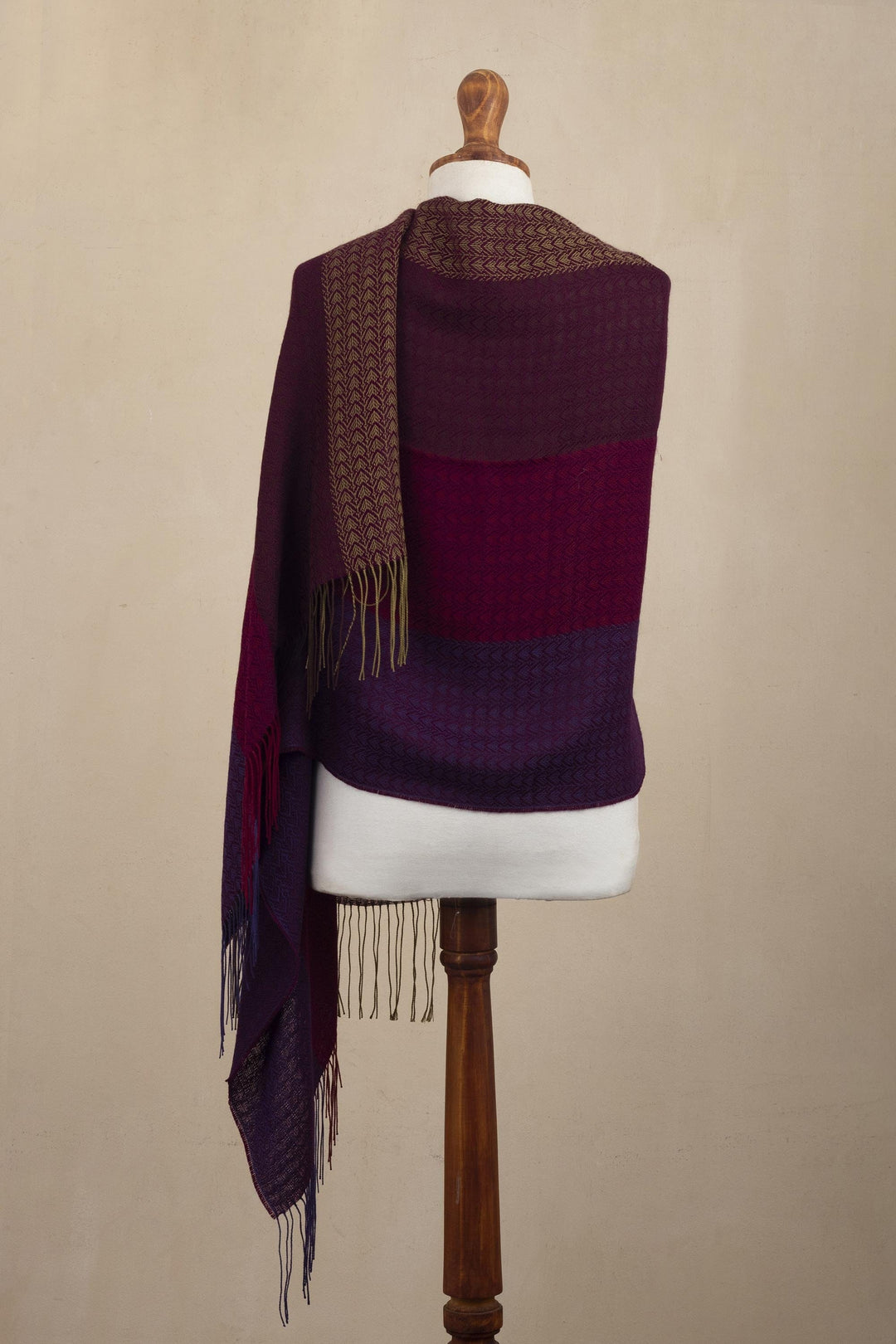 Baby Alpaca Blend Jacquard Shawl from Peru - Andean Jewel