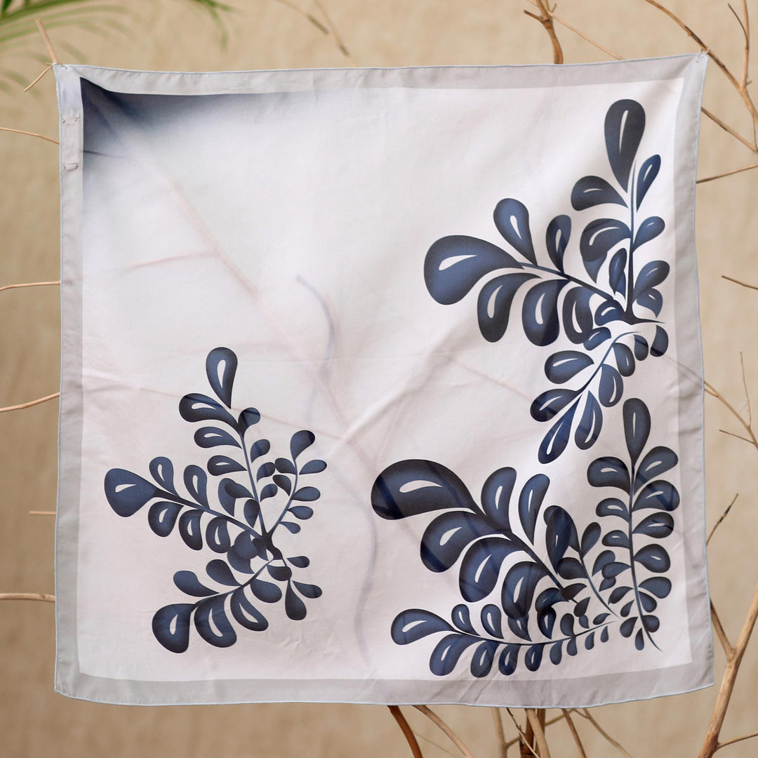 Black and White Silk Bandana - Sweet Frond