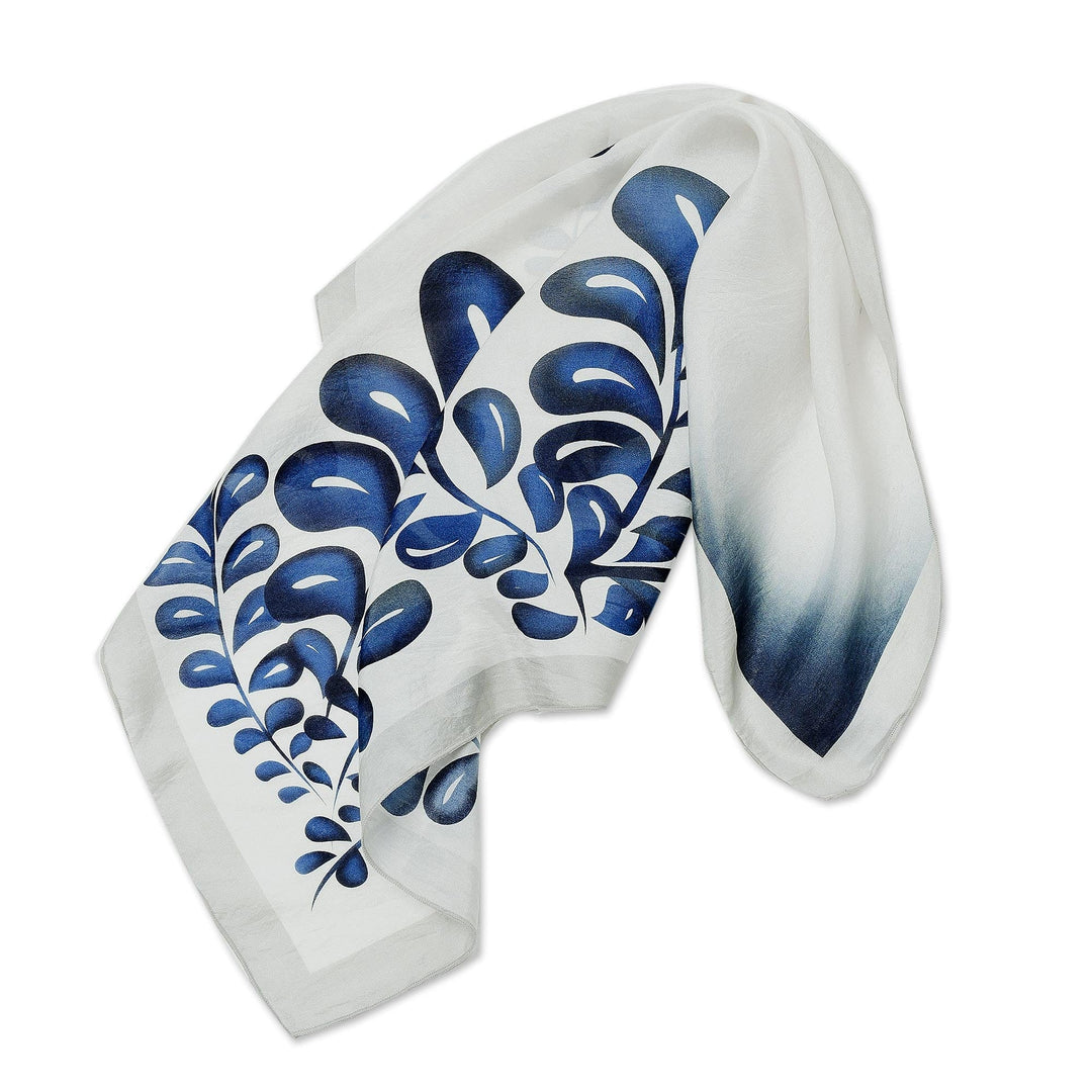 Black and White Silk Bandana - Sweet Frond