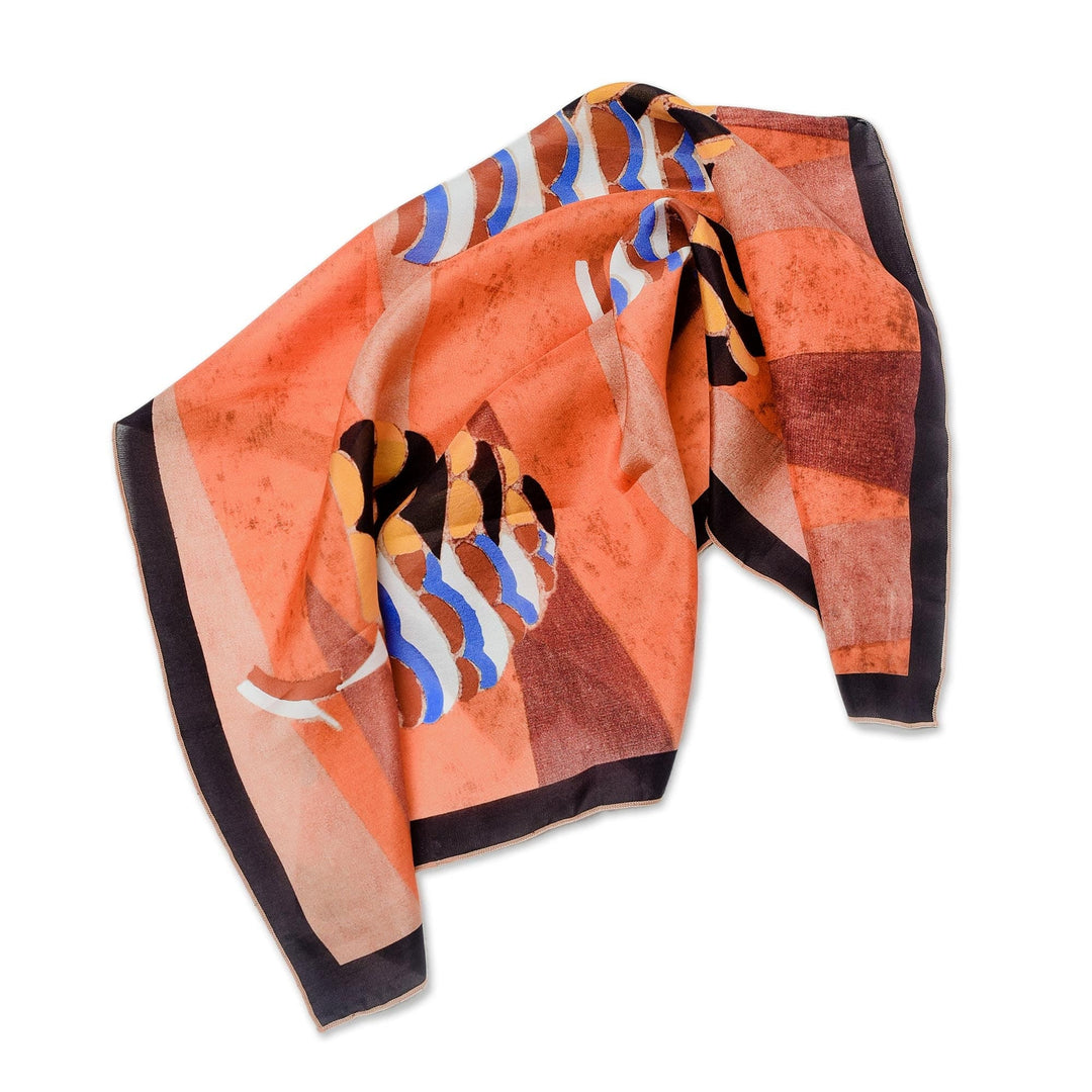 Balinese Mushroom Motif Silk Bandana - Mushroom Hunt