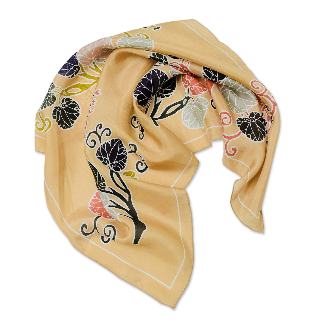 Floral Printed Balinese Silk Bandana - Infinite Beauty