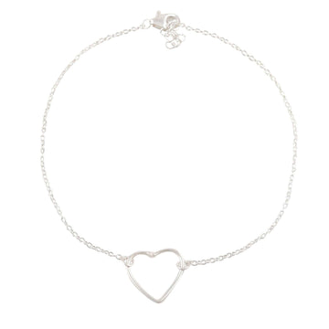 Hand Made Sterling Silver Heart Anklet - Intimate Heart