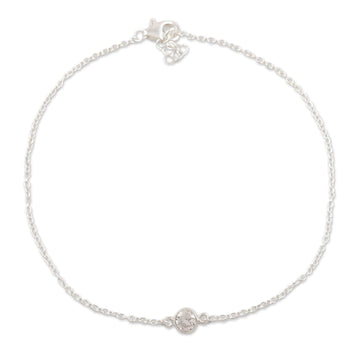 Cubic Zirconia and Sterling Silver Anklet - Moon Sparkle