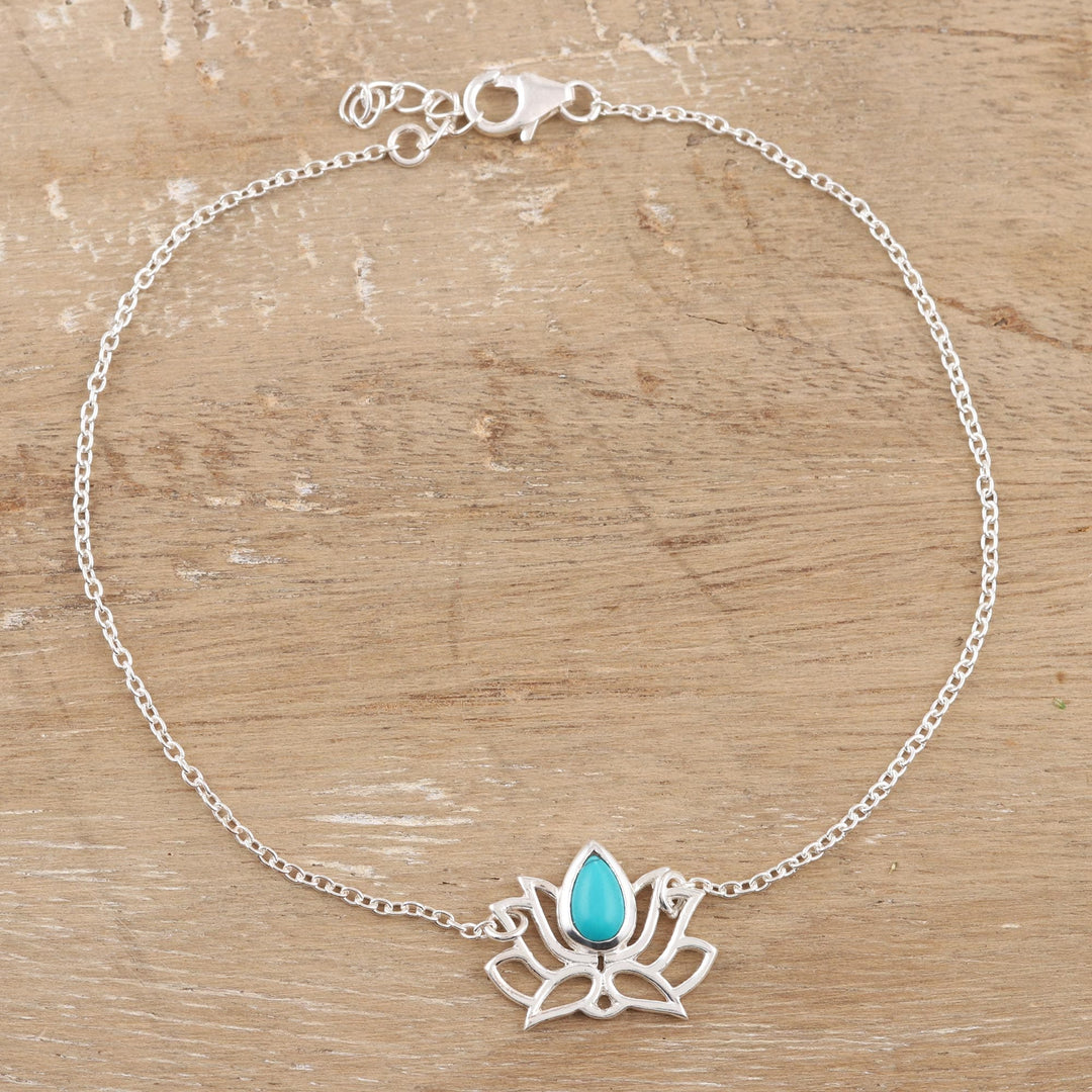 Sterling Silver Lotus Flower Anklet - Lotus Dancer