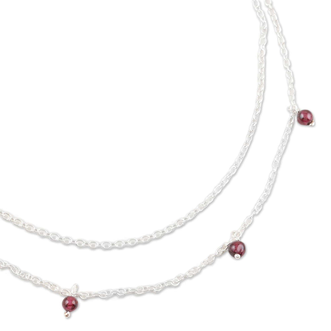 Garnet and Sterling Silver Anklet - Dancing Berries