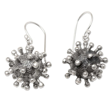 Sterling Silver Coronavirus Dangle Earrings - Invisible