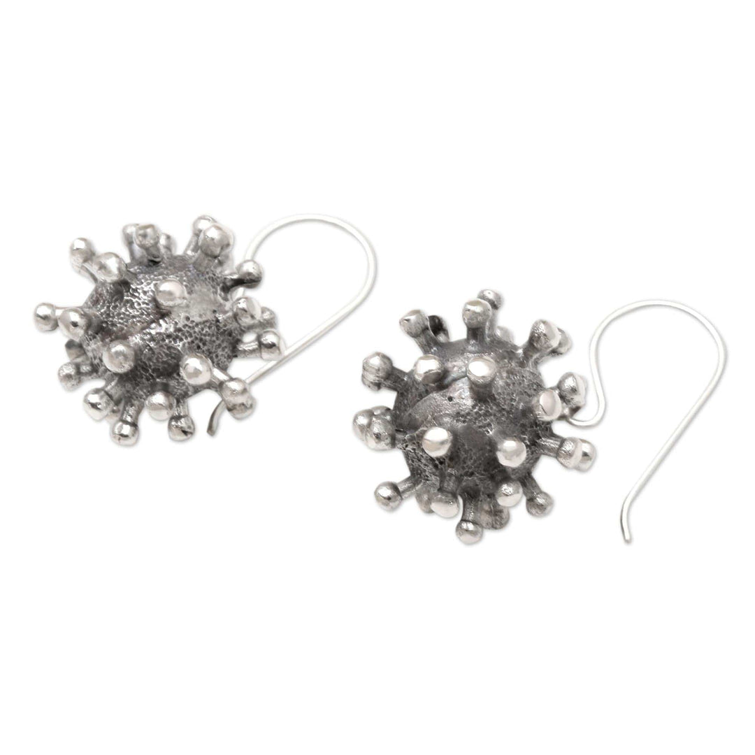 Sterling Silver Coronavirus Dangle Earrings - Invisible