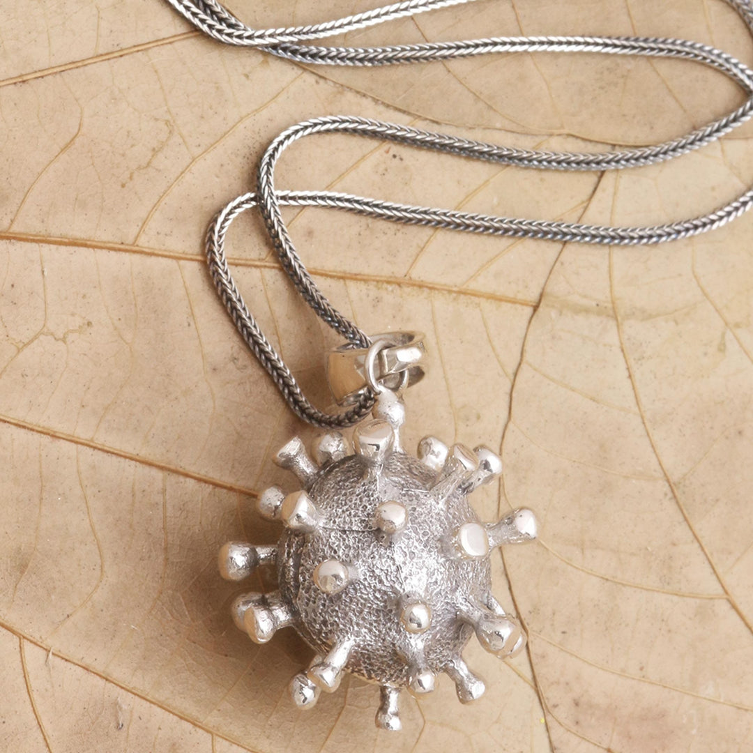 Sterling Silver Coronavirus Pendant Necklace - Invisible