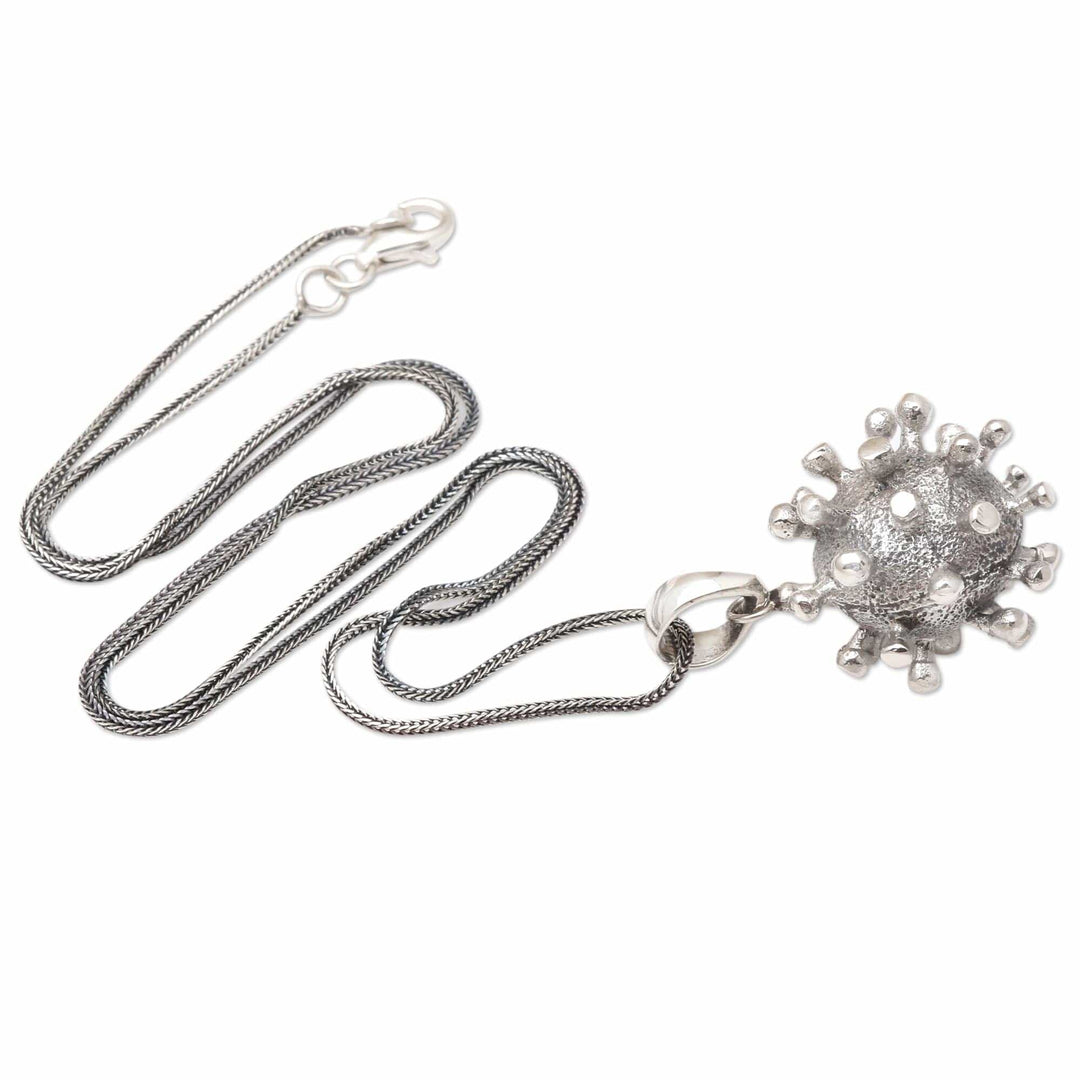 Sterling Silver Coronavirus Pendant Necklace - Invisible
