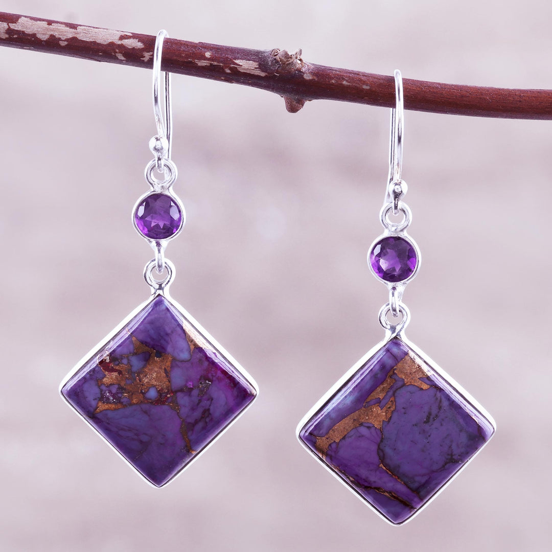 Sterling Silver and Amethyst Dangle Earrings - Purple Throne