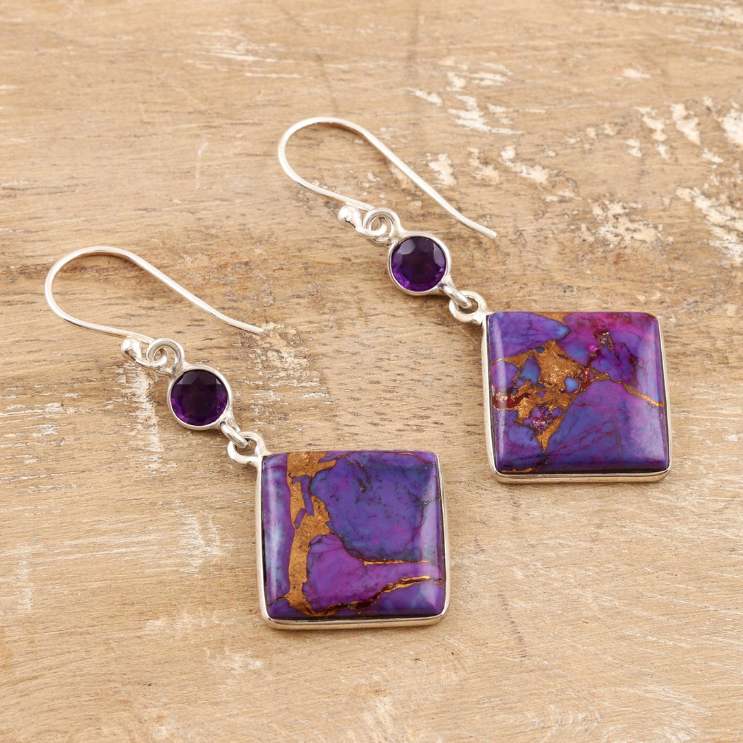 Sterling Silver and Amethyst Dangle Earrings - Purple Throne