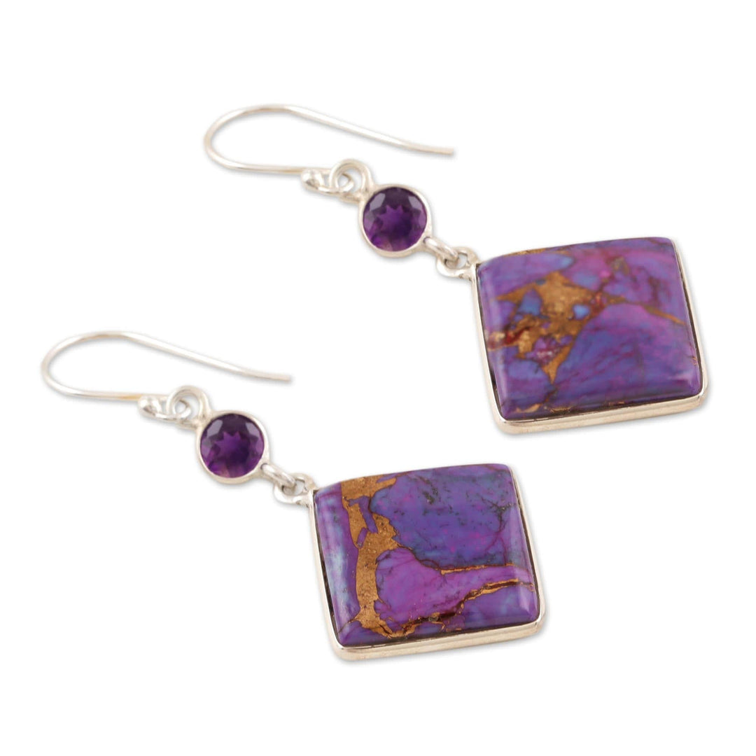 Sterling Silver and Amethyst Dangle Earrings - Purple Throne
