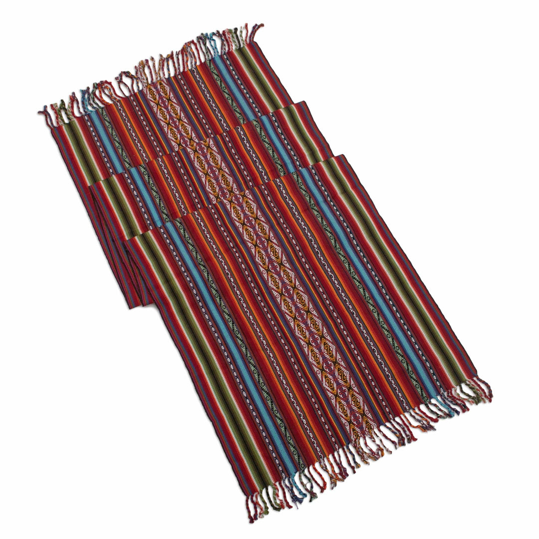 Multicolored Alpaca-Blend Table Runner - Cusco Rainbow