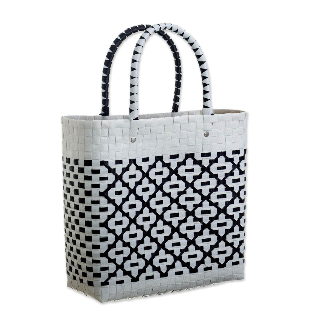 Black and White Woven Tote - Book Fair