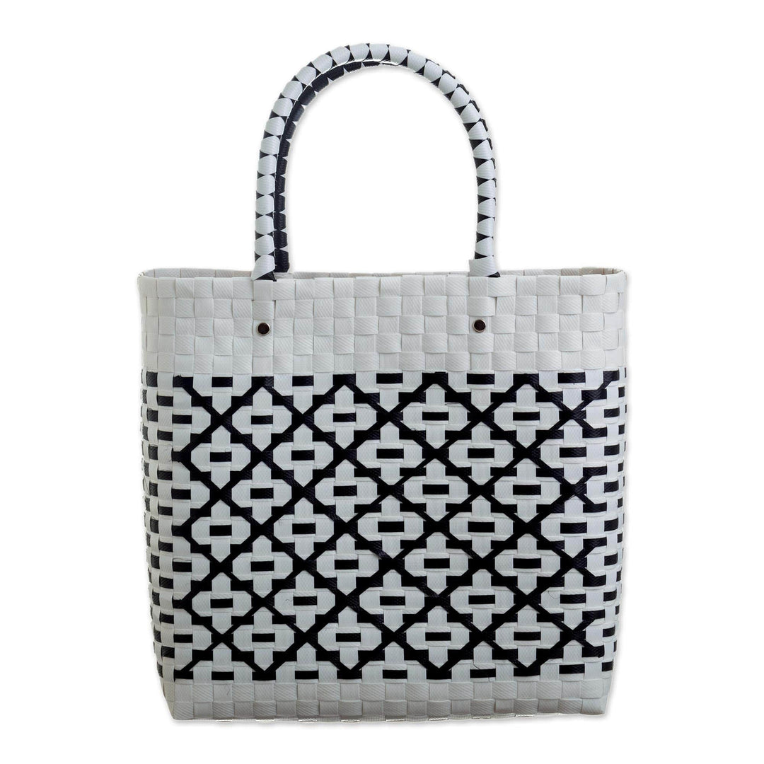 Black and White Woven Tote - Book Fair
