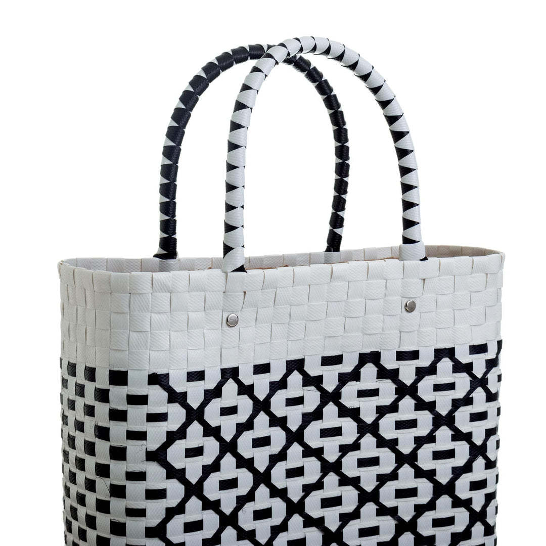 Black and White Woven Tote - Book Fair