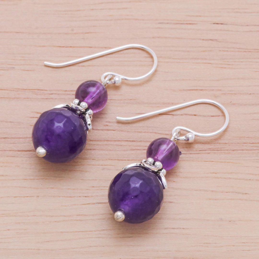 Amethyst and Sterling Silver Dangle Earrings - True Violet