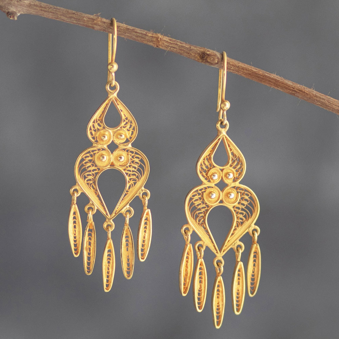 Chandelier Earrings in 24k Gold Plate - Catacaos Cascade