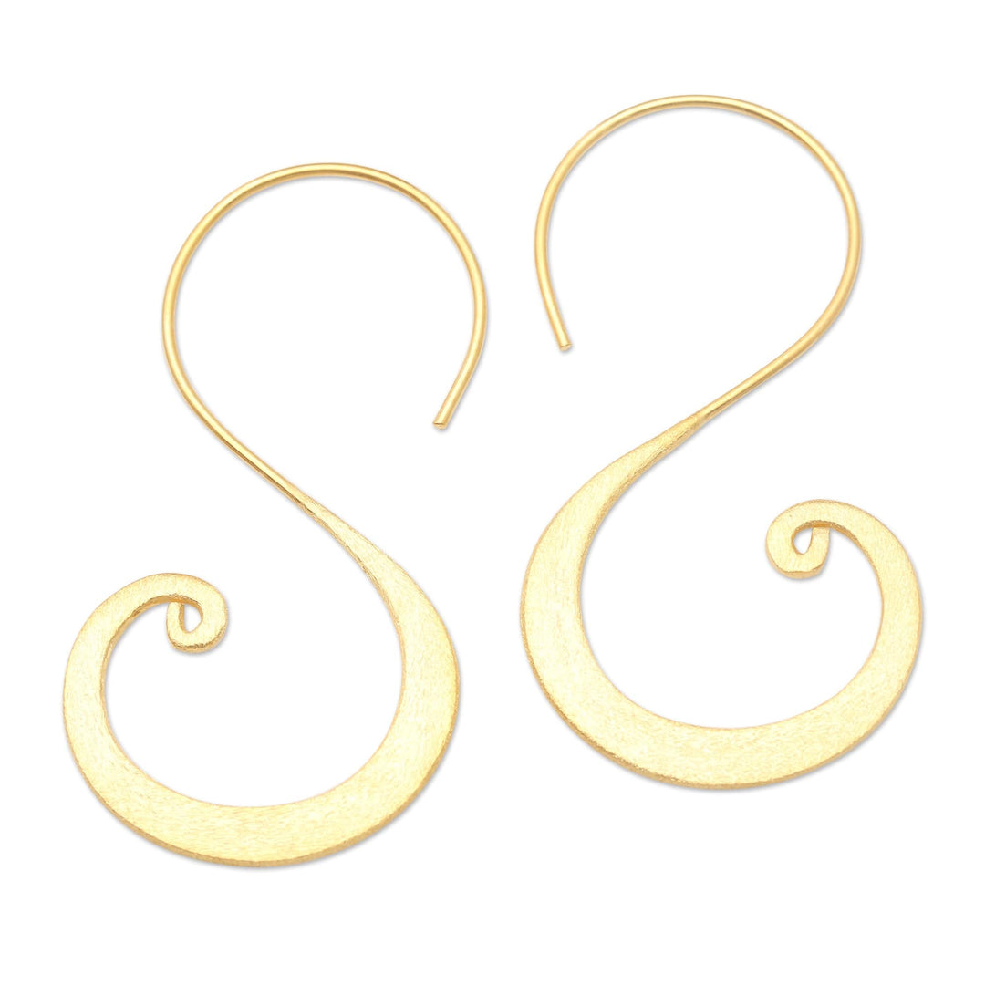 Handcrafted Gold-Plated Spiral Drop Earrings - Golden Curve