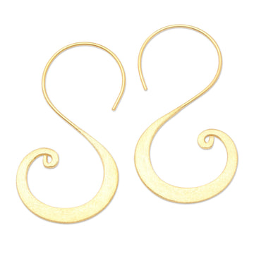 Handcrafted Gold-Plated Spiral Drop Earrings - Golden Curve