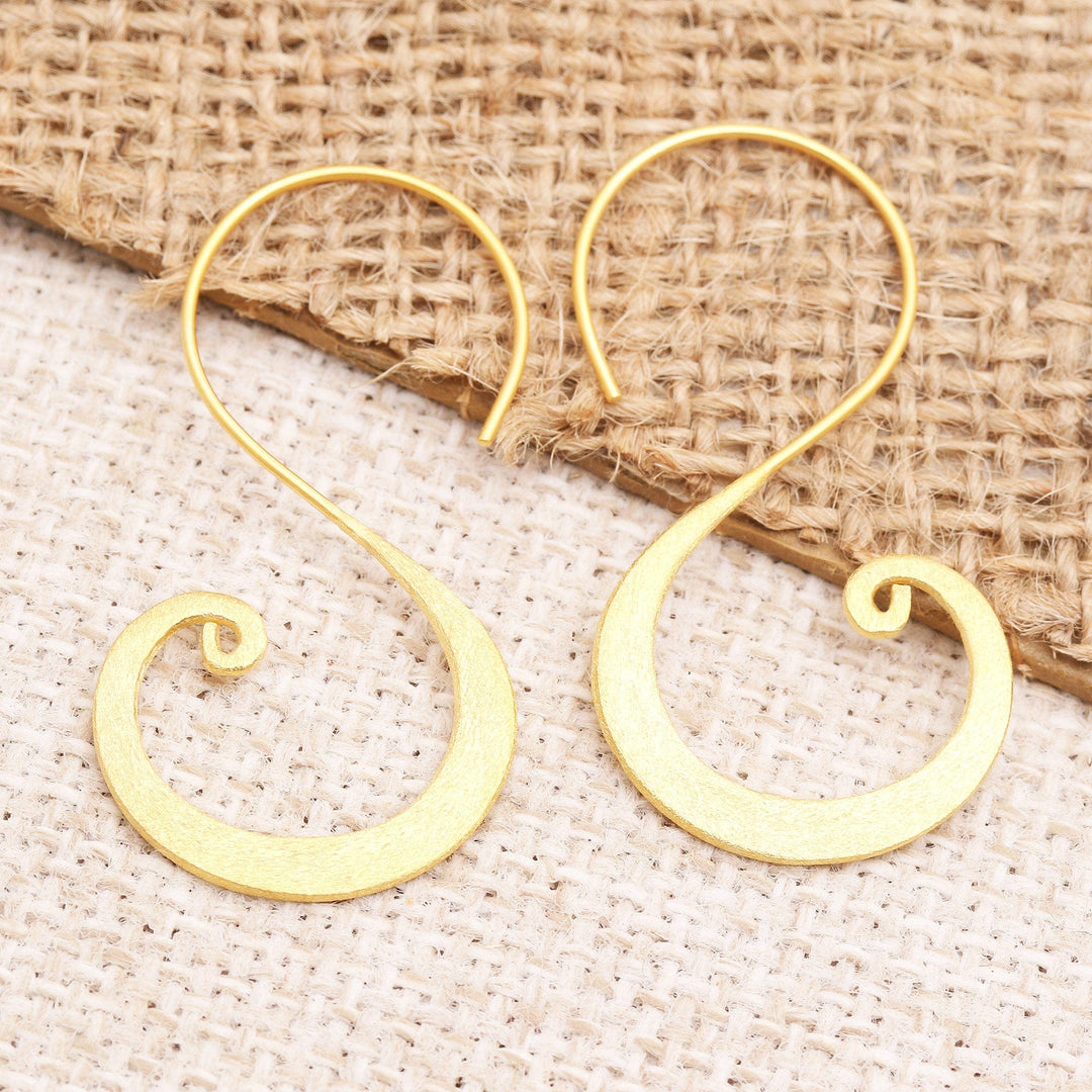 Handcrafted Gold-Plated Spiral Drop Earrings - Golden Curve