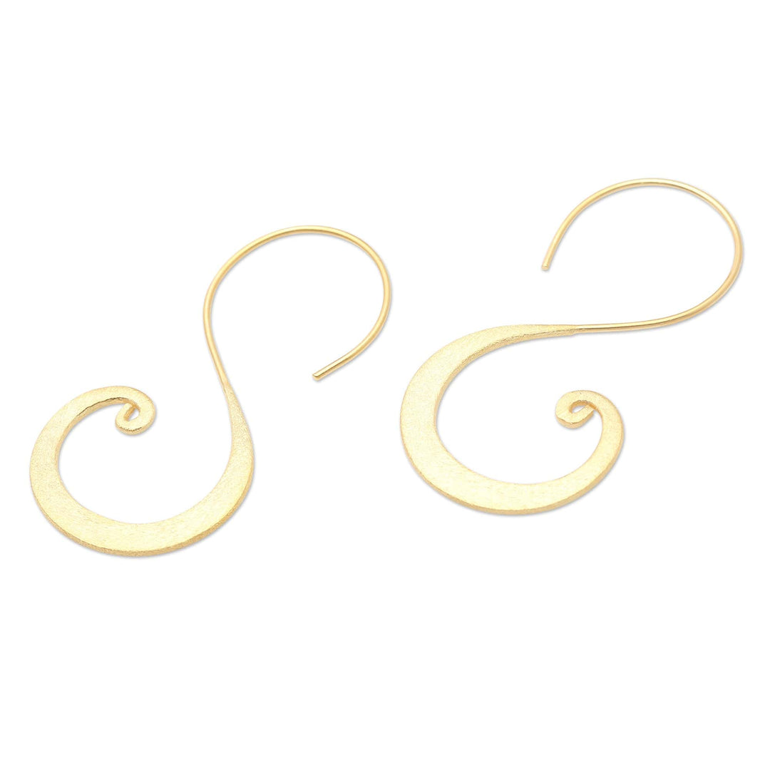 Handcrafted Gold-Plated Spiral Drop Earrings - Golden Curve