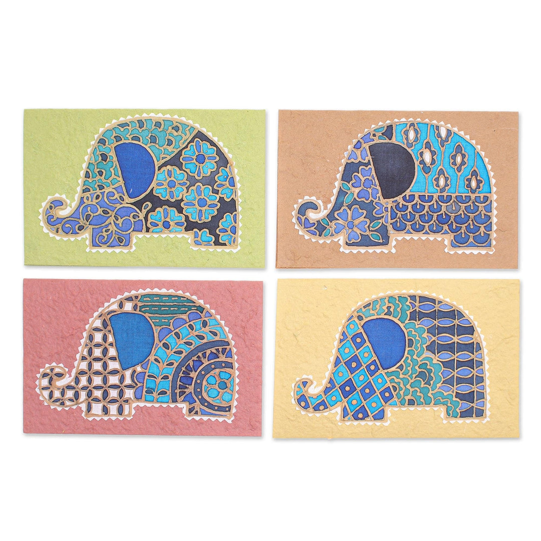 Handmade Cotton and Paper Greeting Cards - Elephant Greeting
