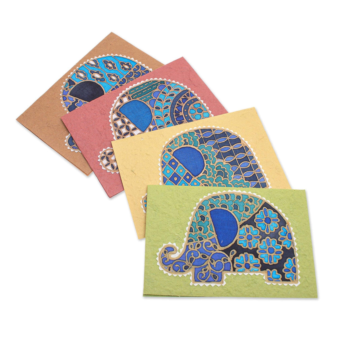 Handmade Cotton and Paper Greeting Cards - Elephant Greeting