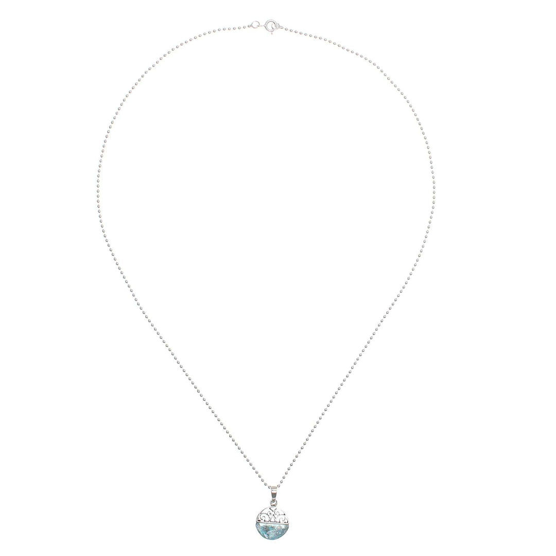 Hand Crafted Roman Glass Pendant Necklace - Morning Moon