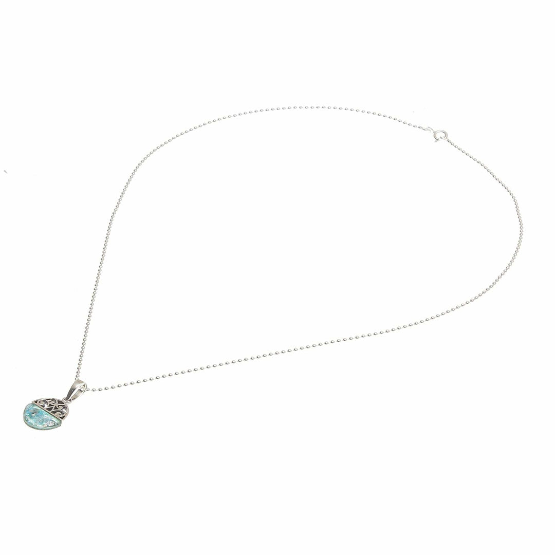 Hand Crafted Roman Glass Pendant Necklace - Morning Moon