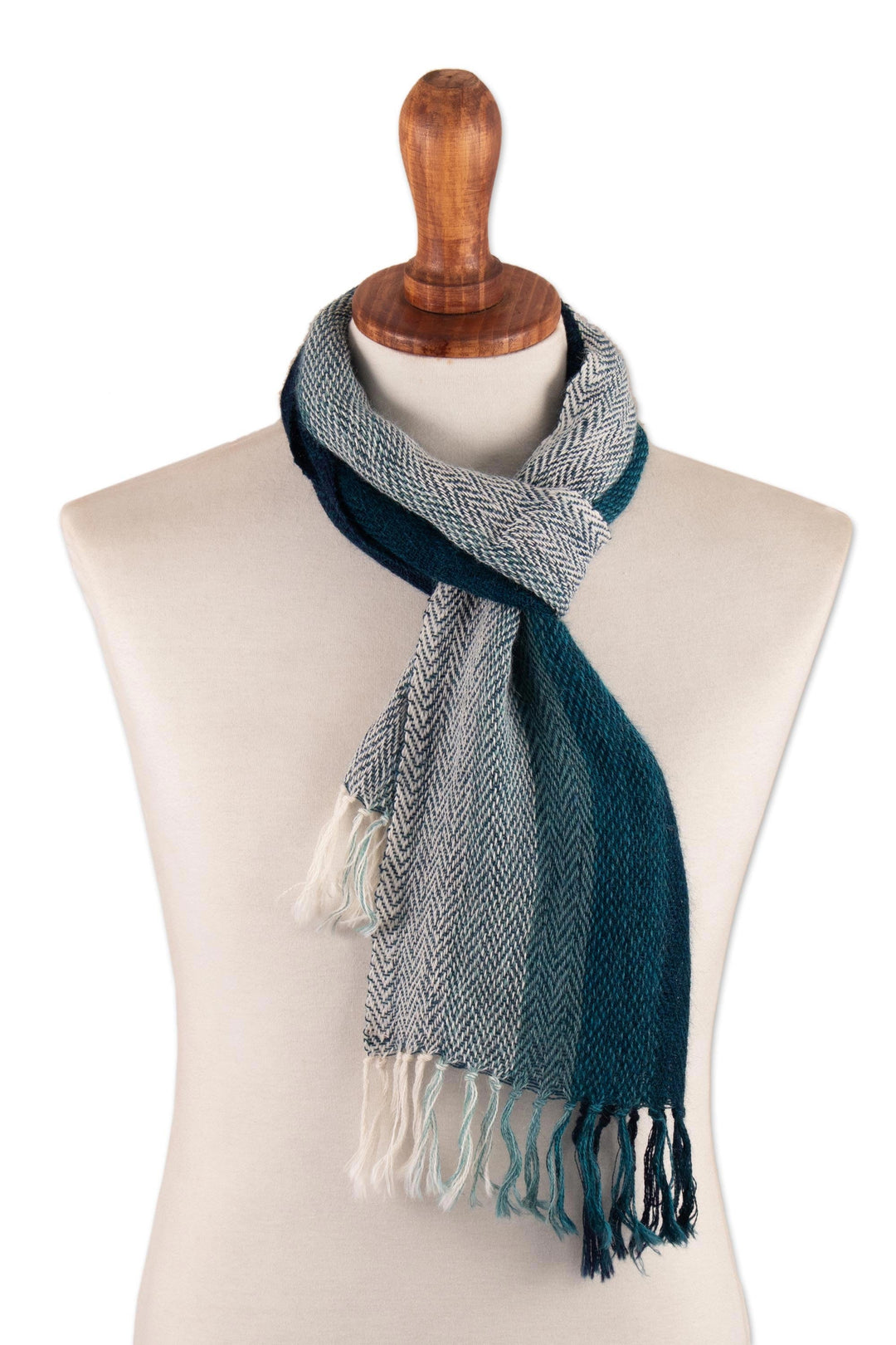 Unisex Teal Alpaca Scarf - Coastal Colors