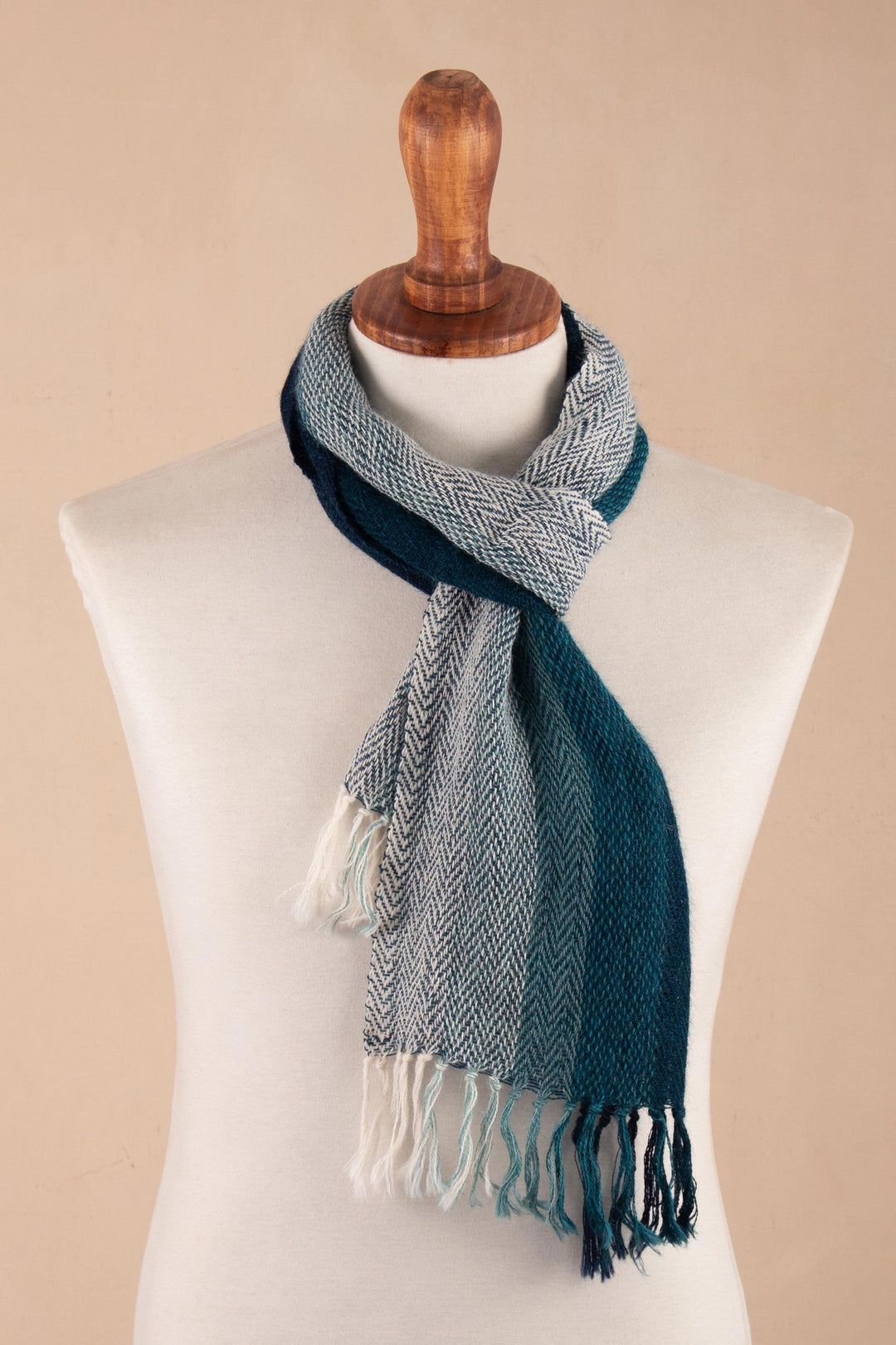 Unisex Teal Alpaca Scarf - Coastal Colors