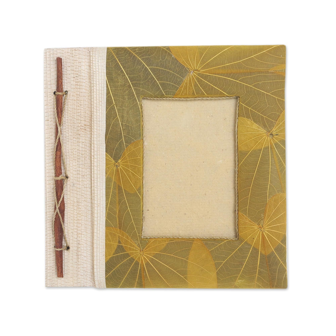 Natural Fiber Leaf-Motif Photo Album from Bali - Autumn Spirit in Yellow