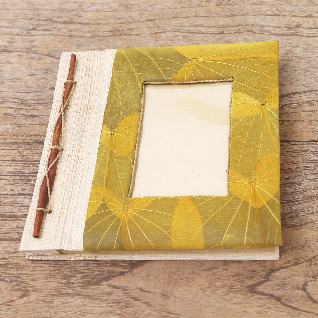 Natural Fiber Leaf-Motif Photo Album from Bali - Autumn Spirit in Yellow