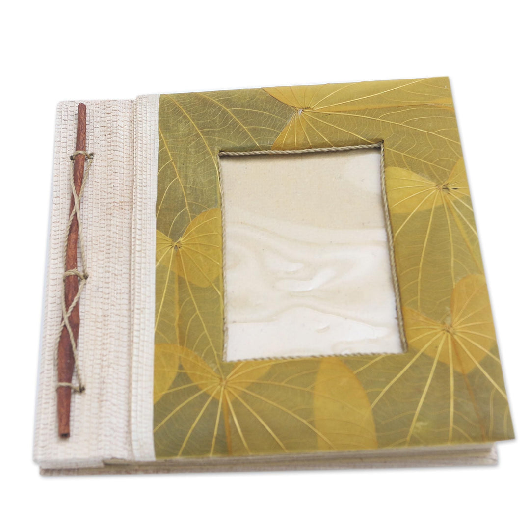 Natural Fiber Leaf-Motif Photo Album from Bali - Autumn Spirit in Yellow