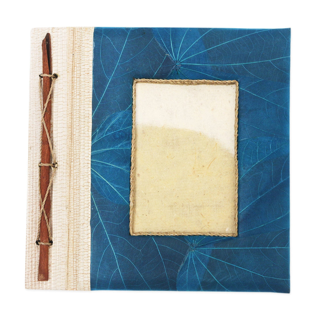 Blue Natural Fiber Leaf-Motif Photo Album - Autumn Spirit in Blue