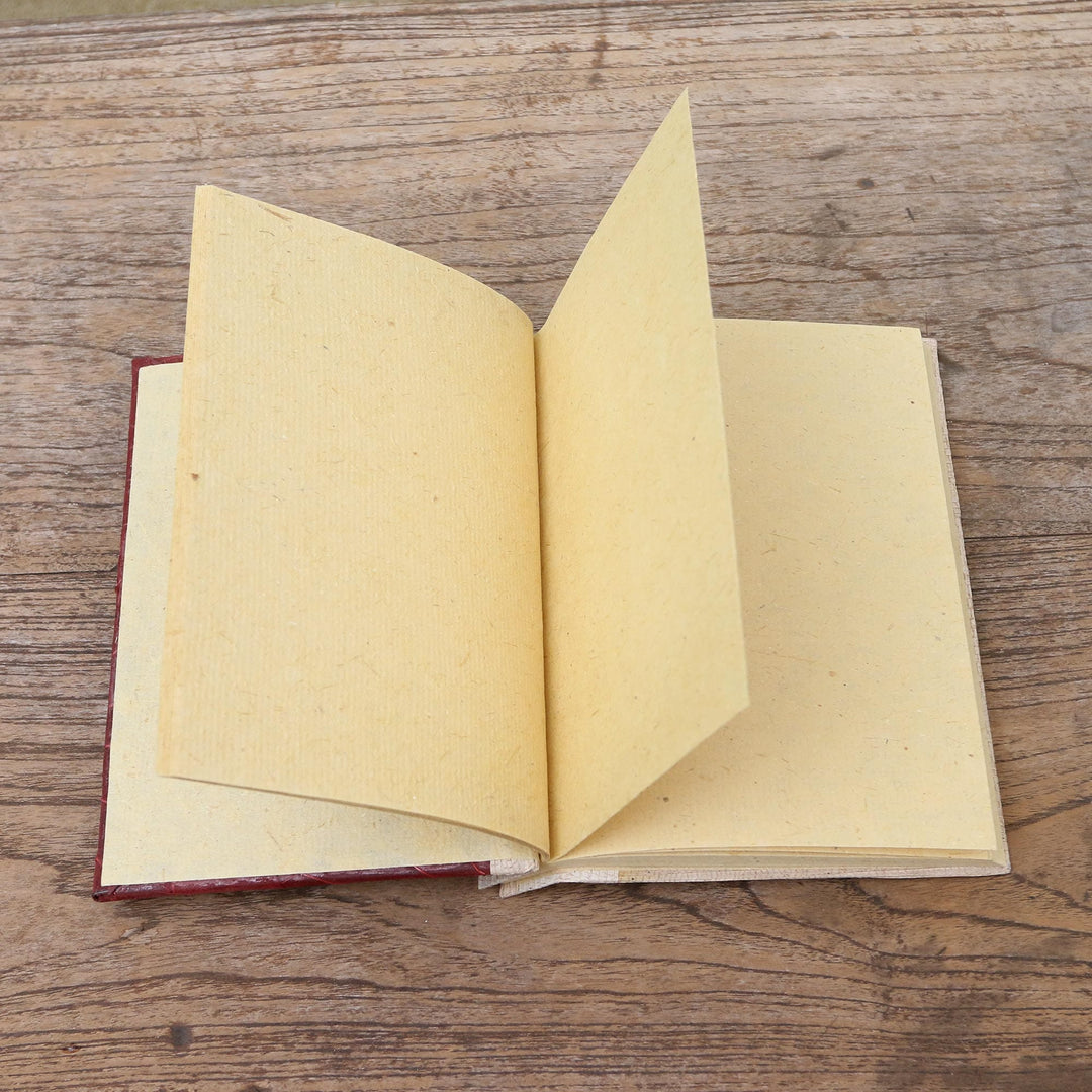 Red Natural Fiber Turtle-Motif Journal - Tortoise Thoughts in Red
