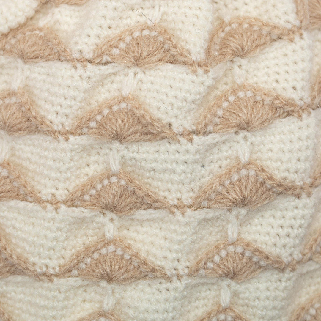 Beige and White Knit Hat - Winter Fans