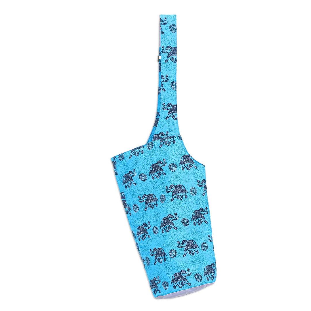 Cotton Elephant-Motif Yoga Mat Bag - Elephant Stretch