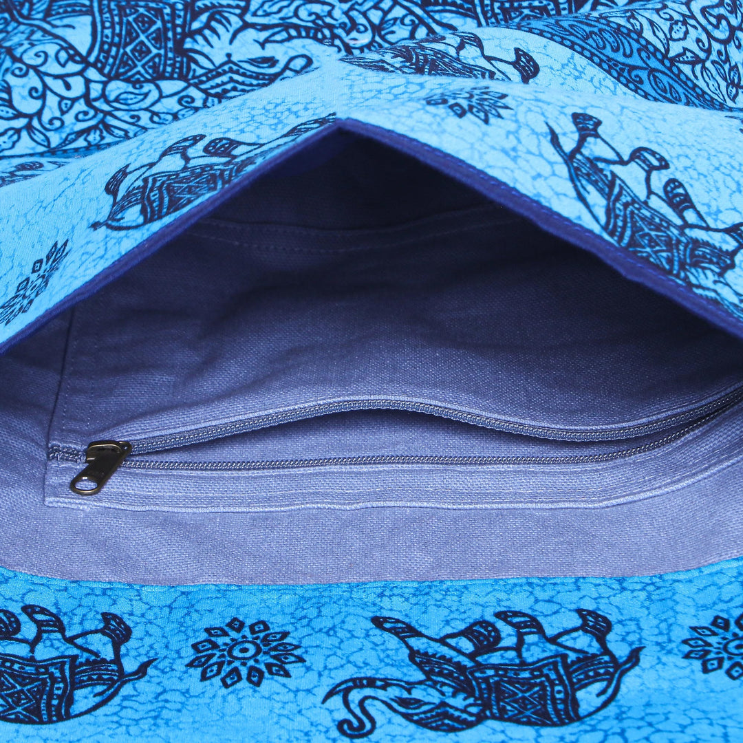 Cotton Elephant-Motif Yoga Mat Bag - Elephant Stretch