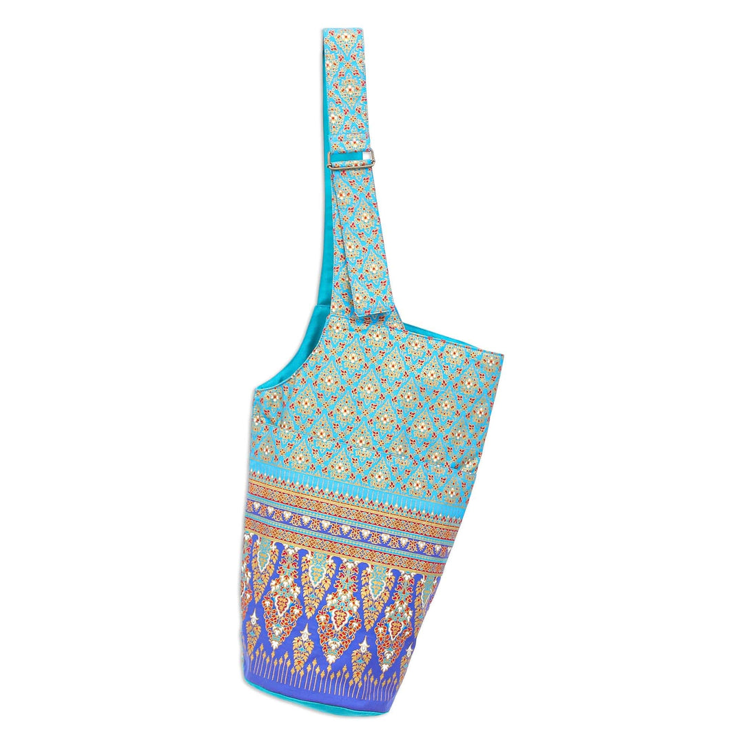 Cotton Floral-Motif Yoga Mat Bag - Yoga Class