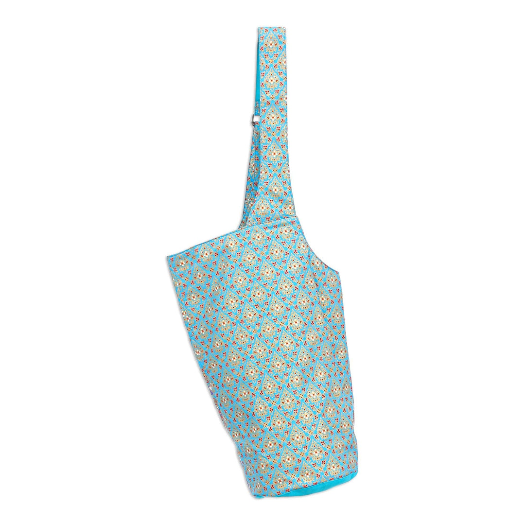 Cotton Floral-Motif Yoga Mat Bag - Yoga Class